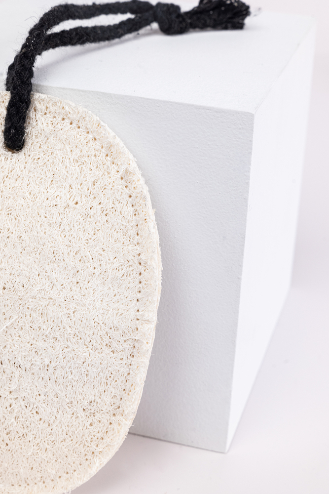 Padded Oval Loofah Pad with Black Cotton String
