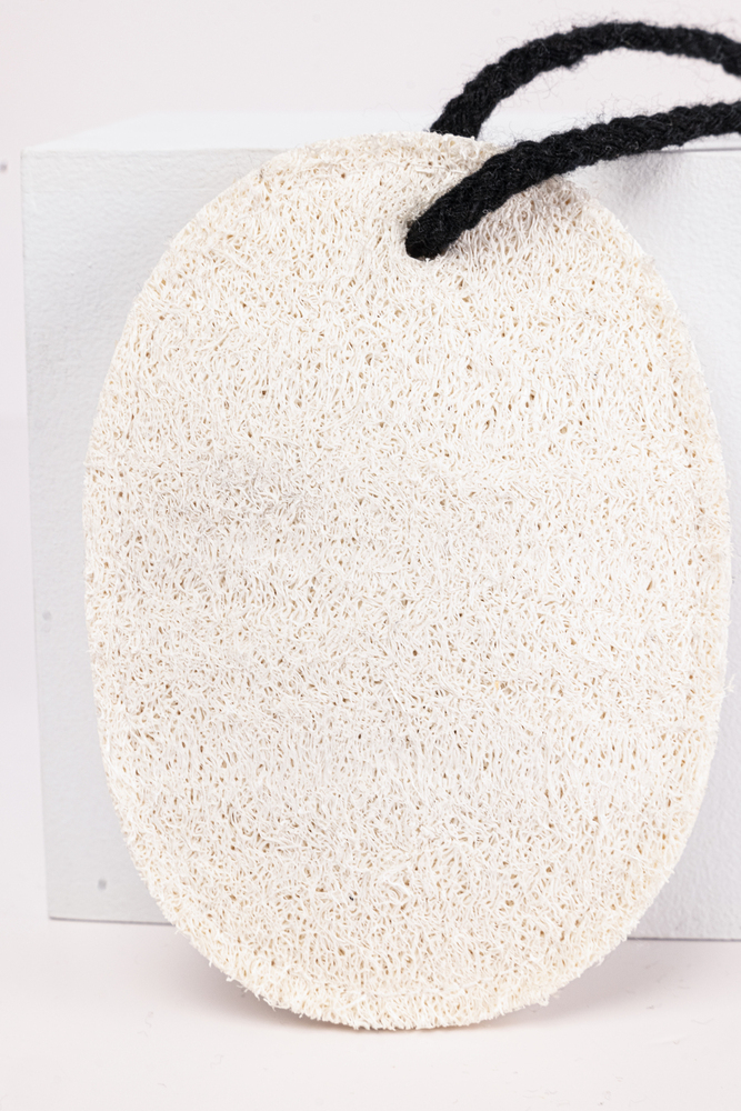 Padded Oval Loofah Pad with Black Cotton String
