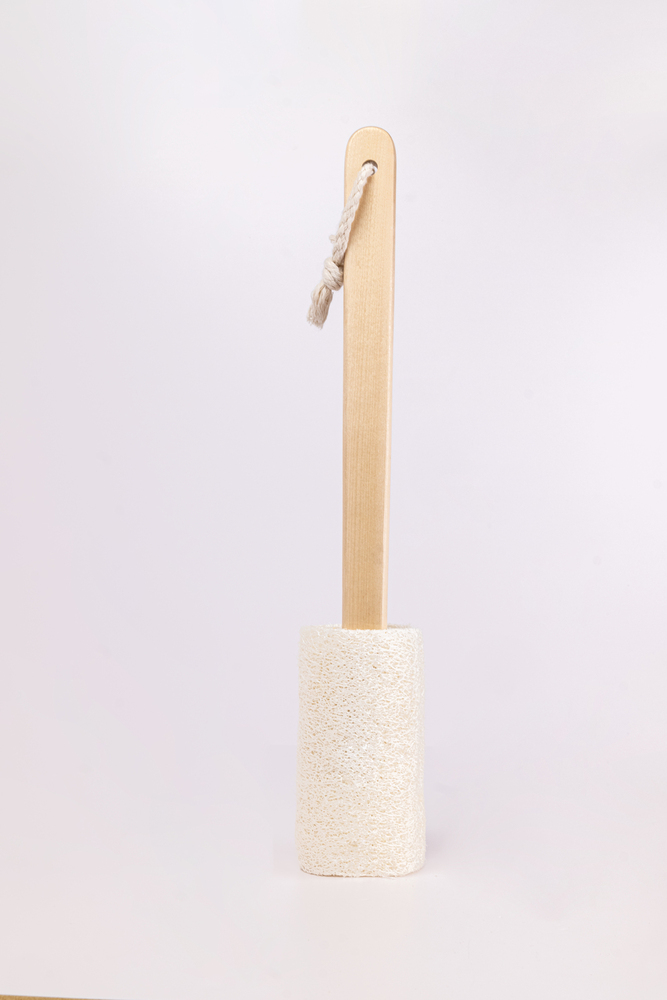 Round Loofah Brush with Straight Handle