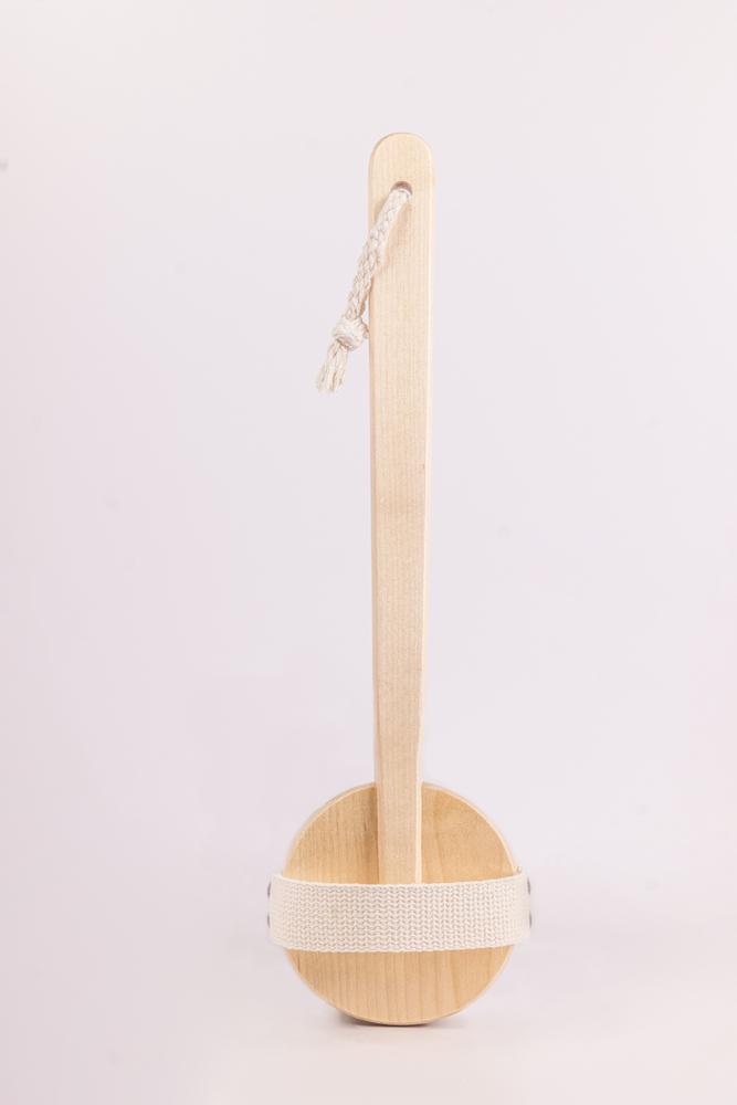 Bath Scrubber With Long Wooden Handle