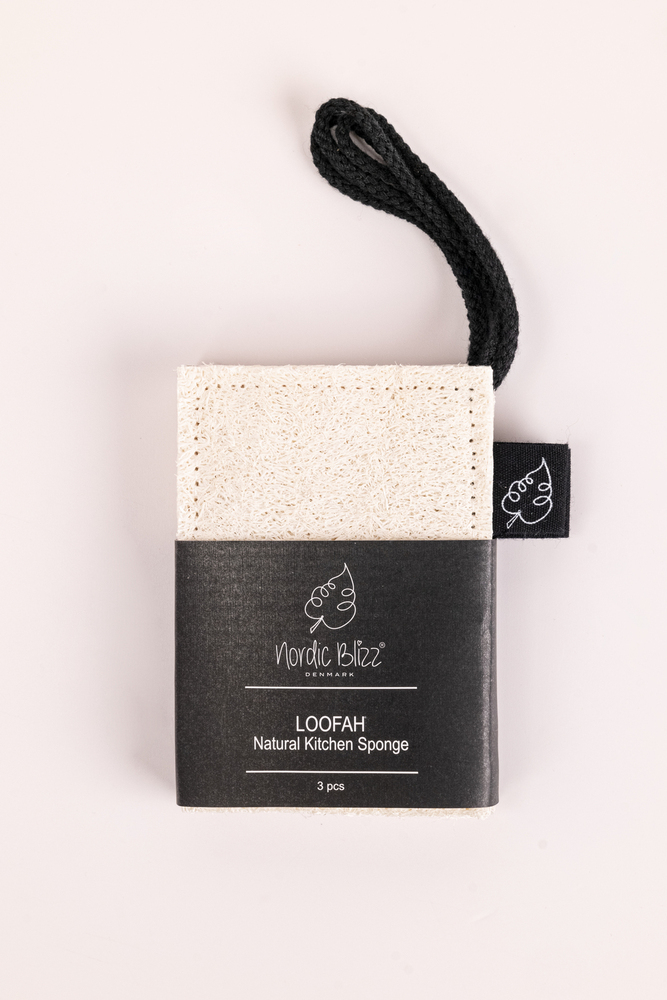 Natural Loofah Cotton Slice With Black Cotton Rope