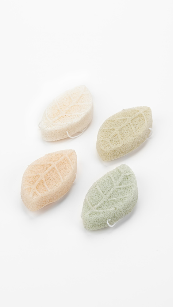 4-Color Leaf-Shaped Konjac Facial Sponges