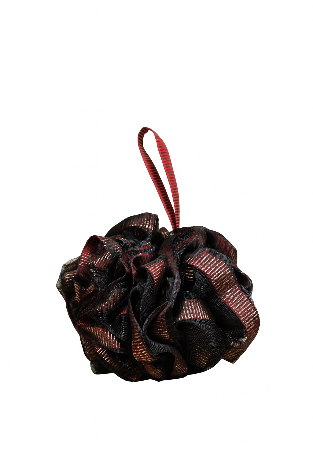 Black Dark Red Gold Thread Bath Sponge