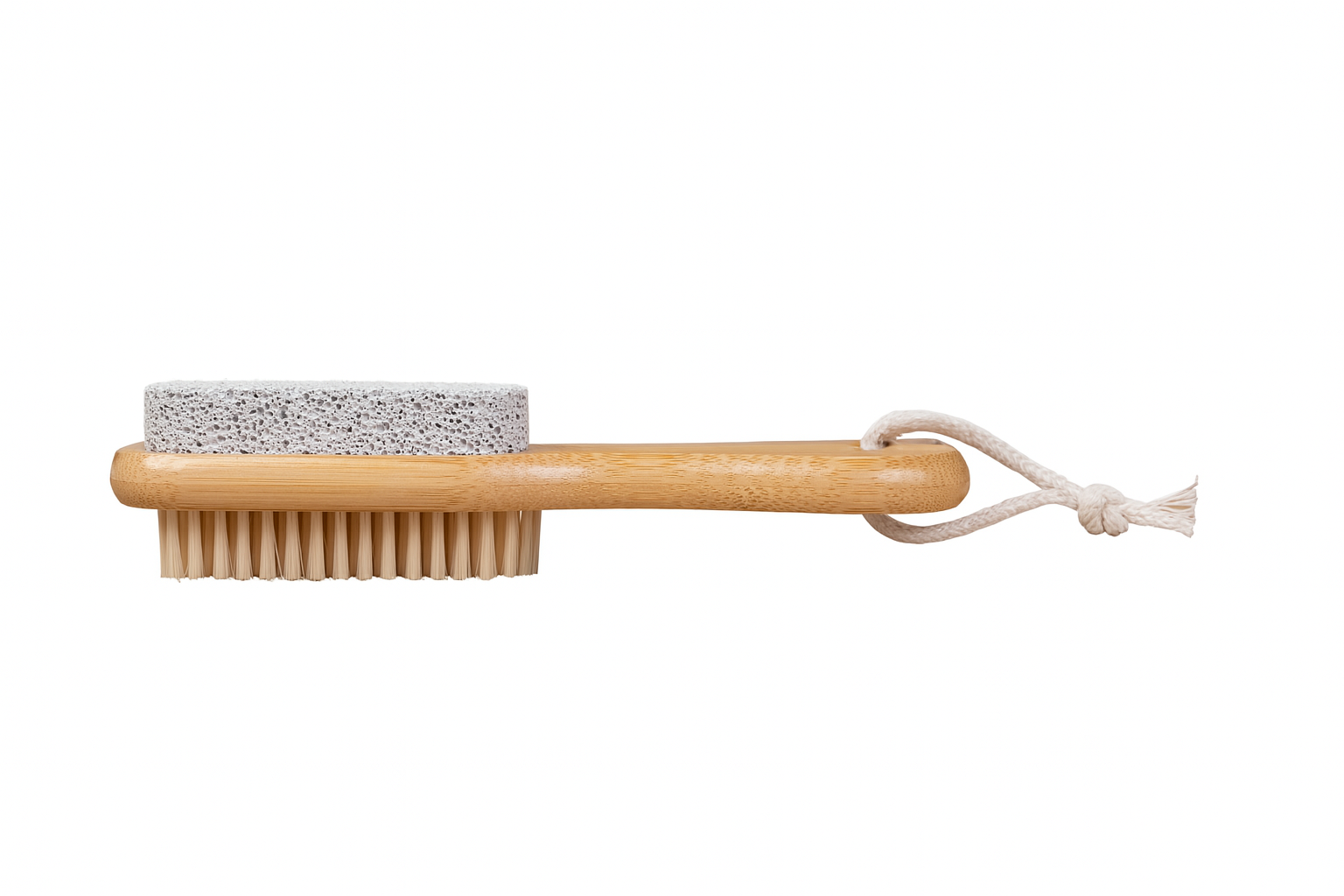 Dual-Sided Wooden Foot Brush with Pumice Stone