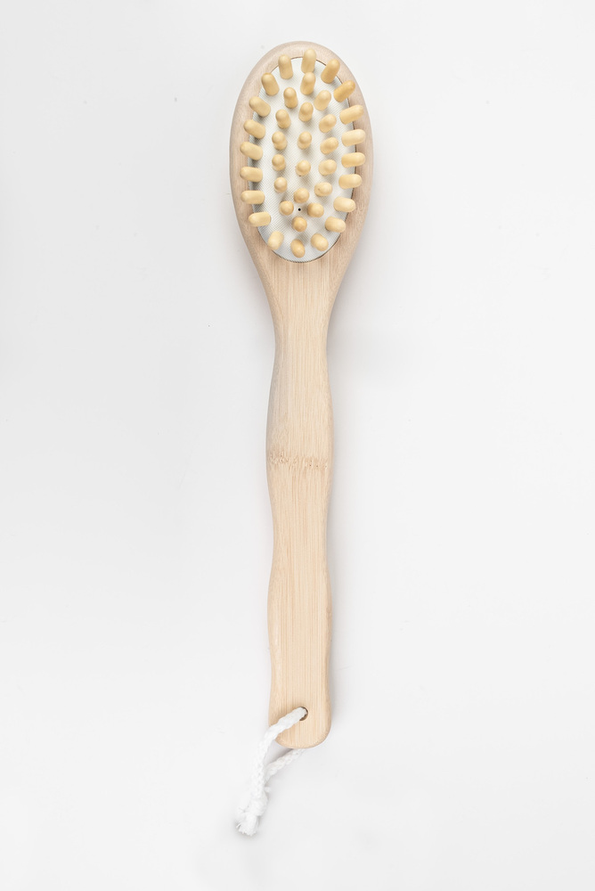 Dual-Sided Bamboo Handle Massage & Boar Bristle Brush