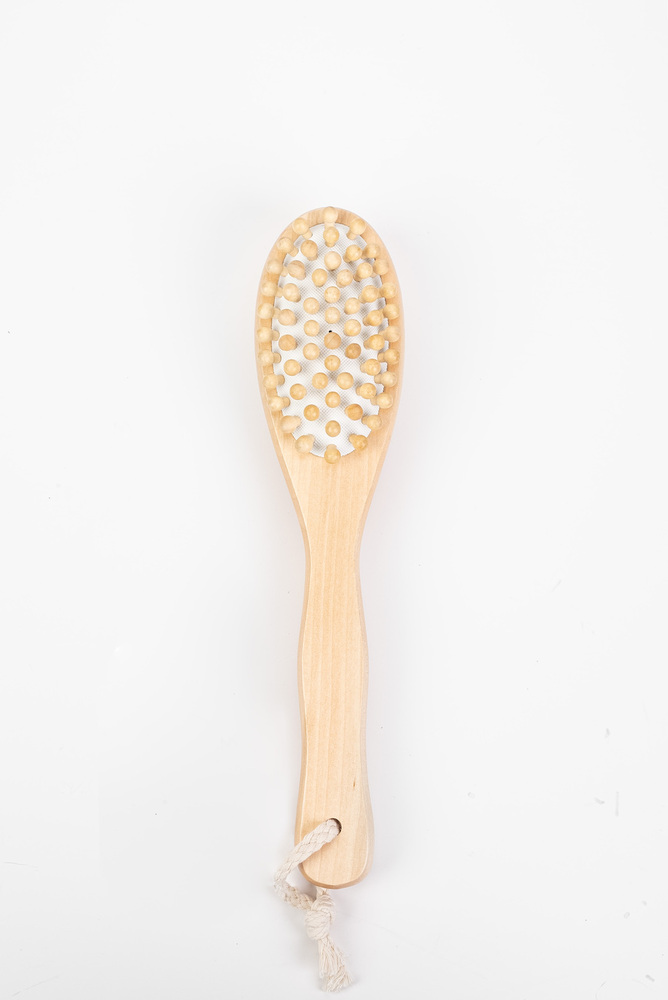Dual-Sided Wooden Massage & Boar Bristle Brush