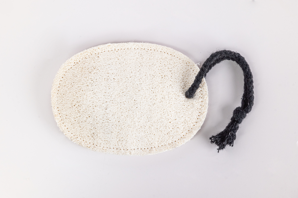 Padded Oval Loofah Pad with Black Cotton String